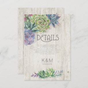Convites Succulents and Rustic Wood Details Insert ID515