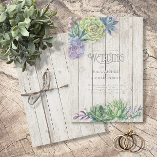 Convites Succulents and Rustic Wood Wedding ID515