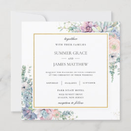 Convites Succulents Blush Floral Greenering Square