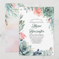 Succulents Greenerence and Pink Rose Festa de aniv