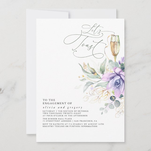 Convites Succulents Greenerent Dourado Deixa Festa de noiva (Frente)