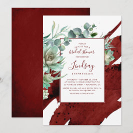 Convites Succulents Greenery Burgundy Red Chá de panela