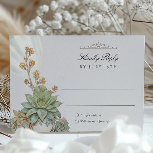 Convites Succulents RSVP Card Art Nouveau Wedds