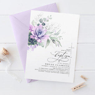 Convites Succulta Prata Verde Deixa Batismo Elegante