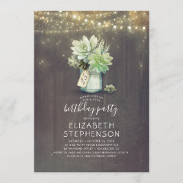 Convites Succults Greenery Mason Jar Rustic Aniversário
