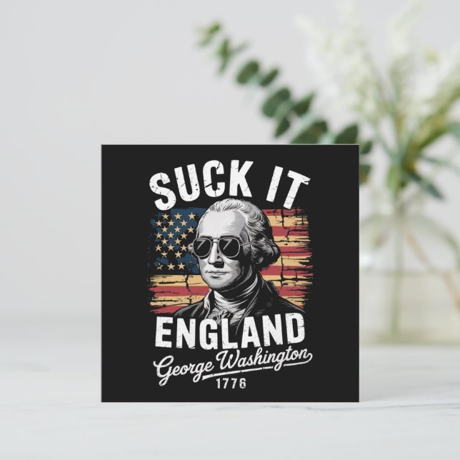 Convites Suck It England 4 de julho George Washington 1776 (Em pé/Frente)