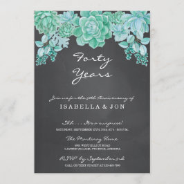 Convites Suculenta no Quadro de Giz do Aniversário de Casam