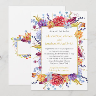 Convites Suculentas de Outono Bagas Flores Folhas Casamento