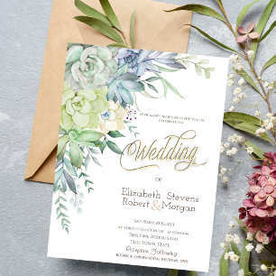 Convites Suculentas do Deserto em Aquarela para Casamento
