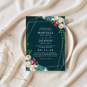 Convites Suculentas & Dourado Casamento Chic