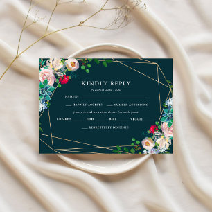 Convites Suculentas & Dourado Resposta para Casamento Chic
