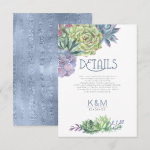 Convites Suculentas e Detalhes Brilhantes Inserir Azul ID51