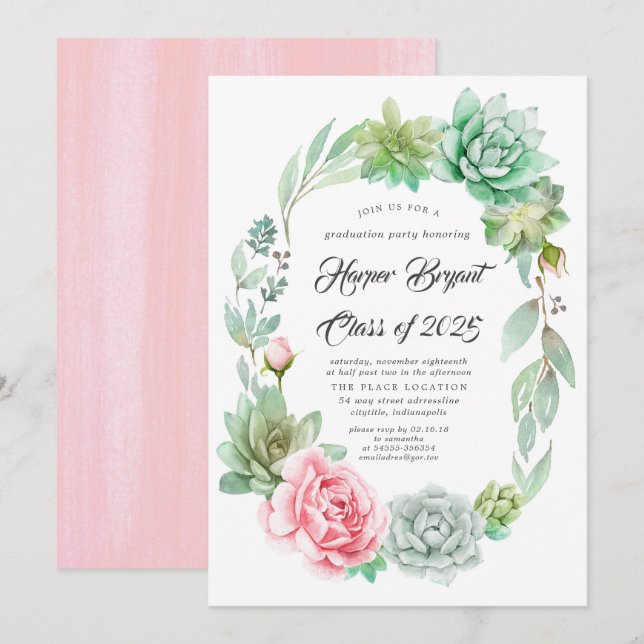 Convites Suculentes - Classe de Graduação 2019 (Frente/Verso)