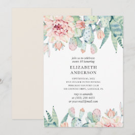 Convites Suculentes Florais Doce 16. 16.º aniversário do Ca