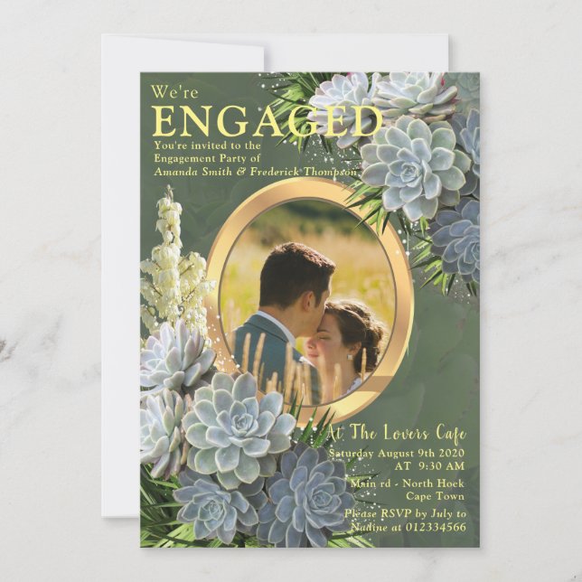 Convites Suculentos matizes de Blues pálidos (Frente)