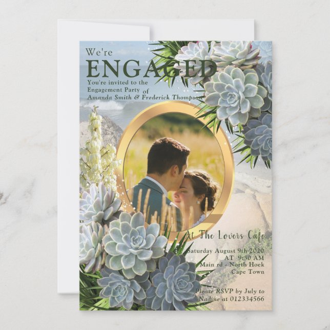 Convites Suculentos matizes de Blues pálidos (Frente)