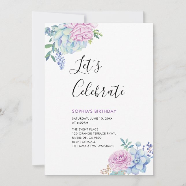 Convites Sucultivos Tropicais Festa de aniversário Adulta d (Frente)