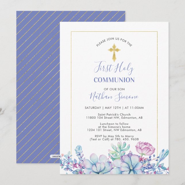 Convites Sucultos e Cruz | Primeira Comunidade Santa (Frente/Verso)