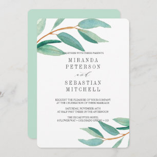 Convites Sucursais Frescas de Eucalyptus Deixam Casamento B