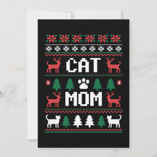 Convites Suéter Feio de Natal da Mamãe de Gato Pata Rena Xm