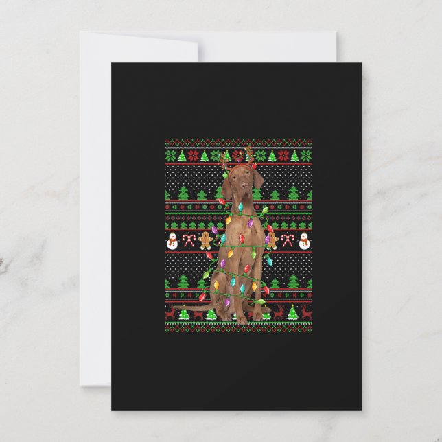Convites Suéter Feio de Natal Luzes Estilo Vizsla Cão Natal (Frente)
