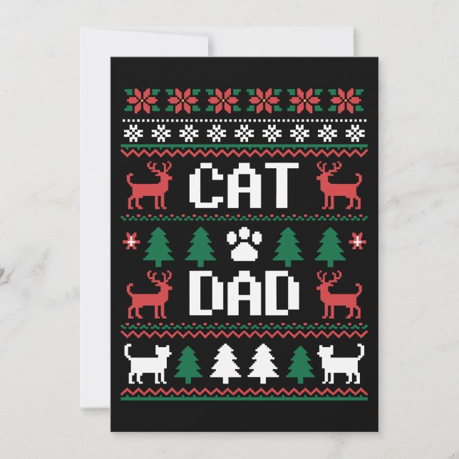 Convites Suéter Feio De Natal Pai De Gato Pata De Renas Nat (Frente)