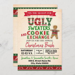 Convites Suéter feio e Bolacha troca de Natal