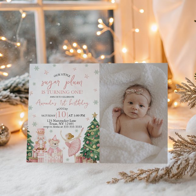 Convites Sugar Plum Nutcracker Photo Invite (Criador carregado)
