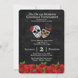 Convites Sugar Skulls Cornhole Torneio