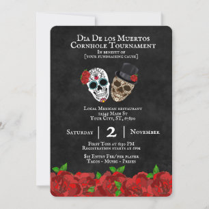 Convites Sugar Skulls Cornhole Torneio