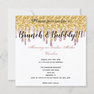 Convites Sugestões de Rosa de chic Douradas para o Dia das