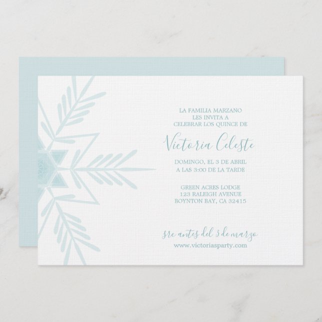 Convites SUÍÇA ESPANHOLA, INVERNO azul moderno (Frente/Verso)