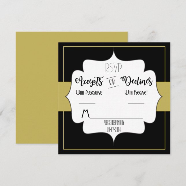 Convites Suite de Casamento de Ouro Gatsby Resposta para Fe (Frente/Verso)