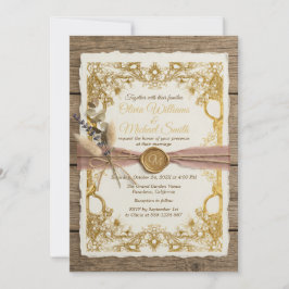 Convites Suíte de Noiva Boho Rústico Dourado Floral Elegant