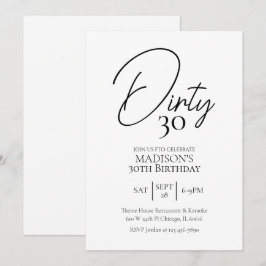 Convites Sujo 30 30 preto e branco Aniversário