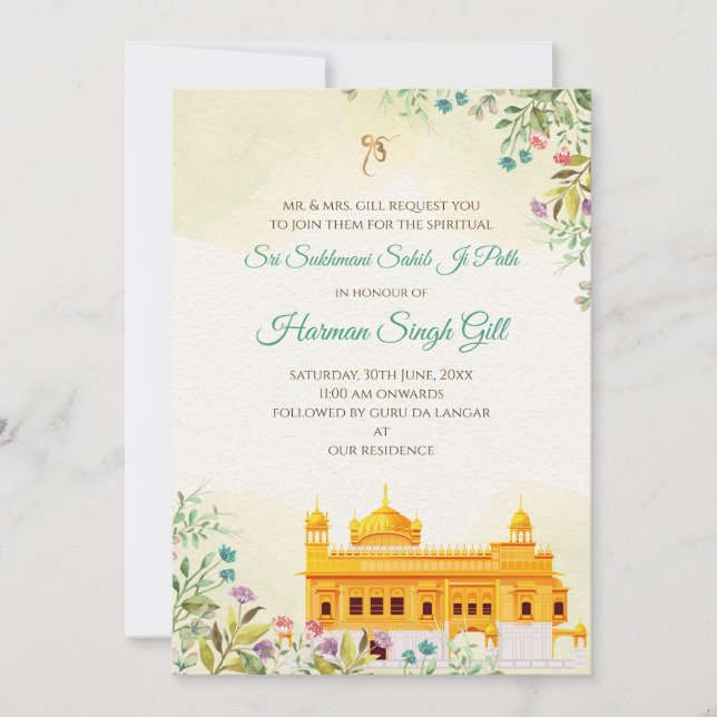 Convites Sukhmani sahib ji path digital invitation (Frente)