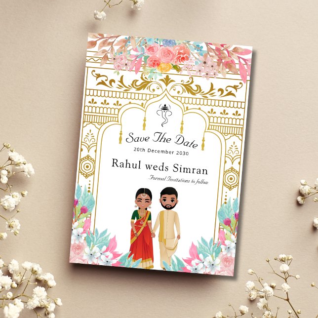 Convites Sul da Índia salve a data modelo (Criador carregado)