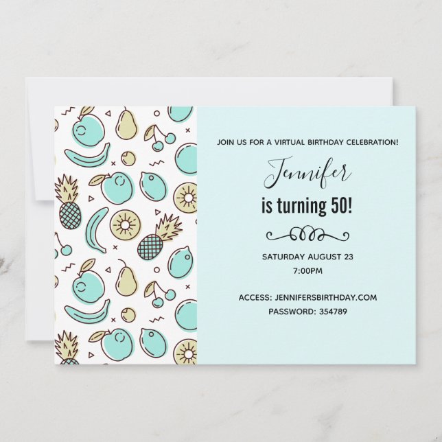 Convites Sumário de Padrões de Fruta Bonitos, Que Era Um An (Frente)