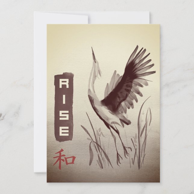 Convites Sumi-e Crane (Frente)