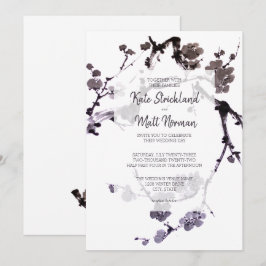 Convites Sumi-e de flor de ameixa