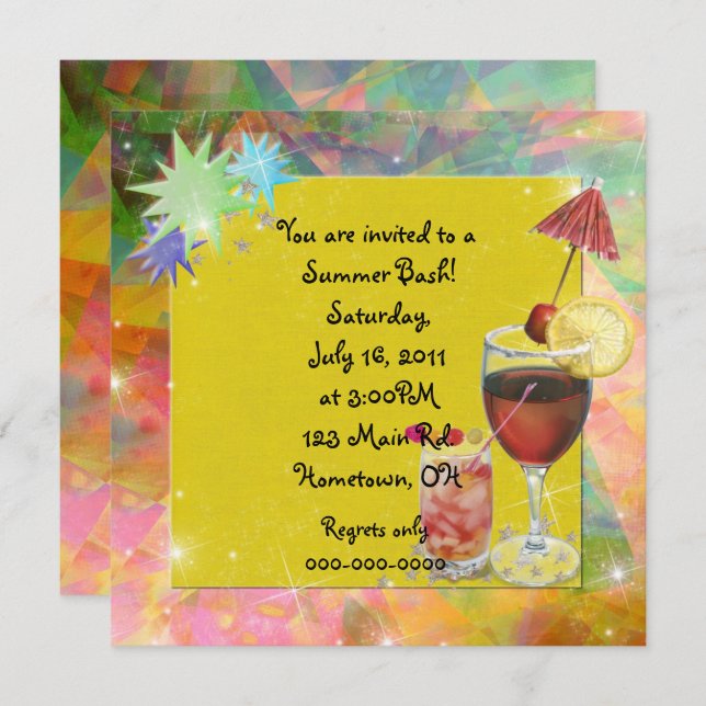 Convites Summer Bash Invite (Frente/Verso)