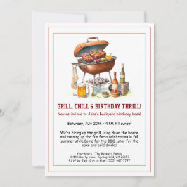 Convites Summer BBQ Birthday Invitation with Beer Backyard