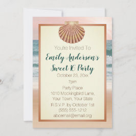 Convites Summer Beach Seashell Pink Sunset Sweet 16
