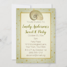 Convites Summer Beach Seashell Rustic Wood Sweet 16
