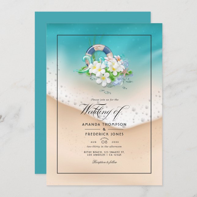 Convites Summer Beach Wedding (Frente/Verso)