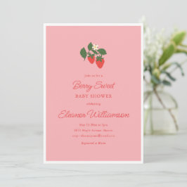 Convites Summer Berry Sweet Strawberry Pink Baby Shower