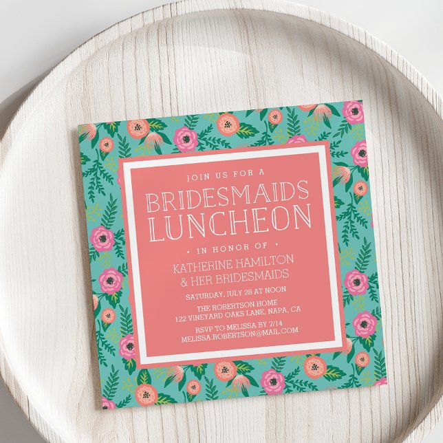 Convites Summer Blooms Bridesmaids Luncheon Invitation (Criador carregado)