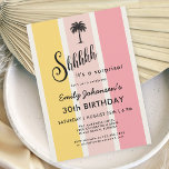 Convites Summer Cabana Stripes aniversário de 30 anos<br><div class="desc">Um padrão brilhante e colorido de listras de cabana em cores de verão de amarelo e rosa faz este pop de convite aniversário de 30 anos com estilo costeiro. É uma escolha excelente para festas na praia, pela piscina, ou com um tema de verão. Um esboço de palmeira solteiro no...</div>