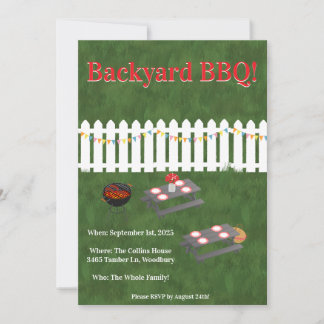 Convites Summer Cookout Backyard BBQ Party Invite