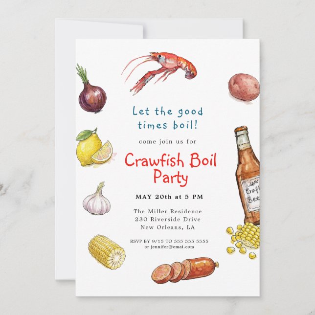 Convites Summer Crawfish Boil Seafood invitation (Frente)